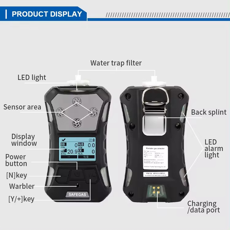 4 In 1 Multi Gas CO H2S O2 EX Gas Detector