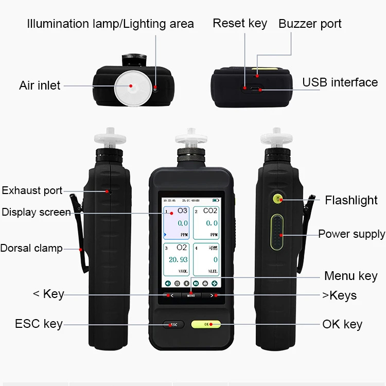 0-100PPM Ozone Gas Leak Detector Gas Monitor